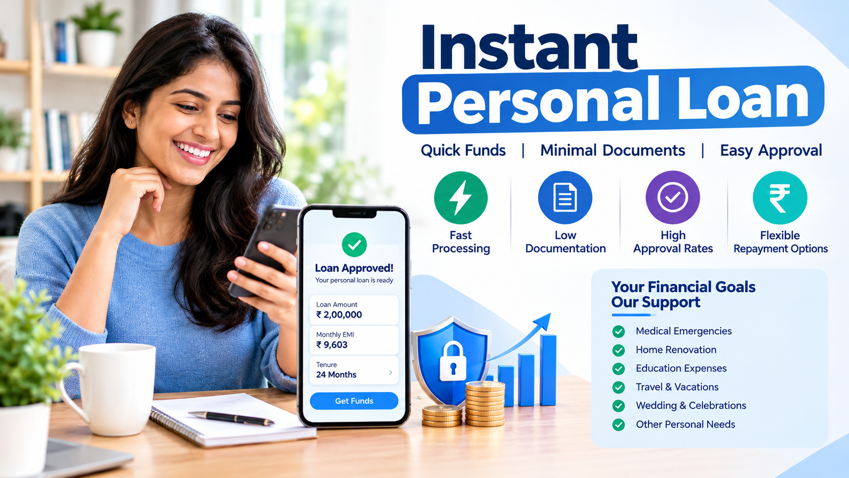 Instant personal loan online with quick processing, minimal documentation, flexible repayment options